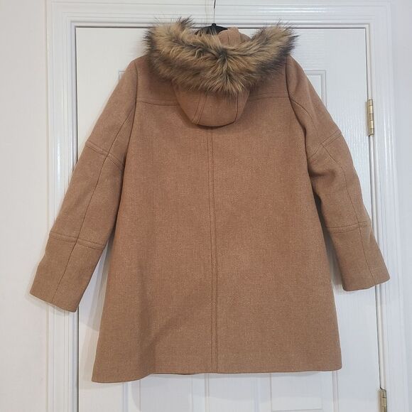 J Crew Stadium Cloth Nello Gori Wool Coat Jacket Fur Hood Size 6 Outerwear - Picture 9 of 14